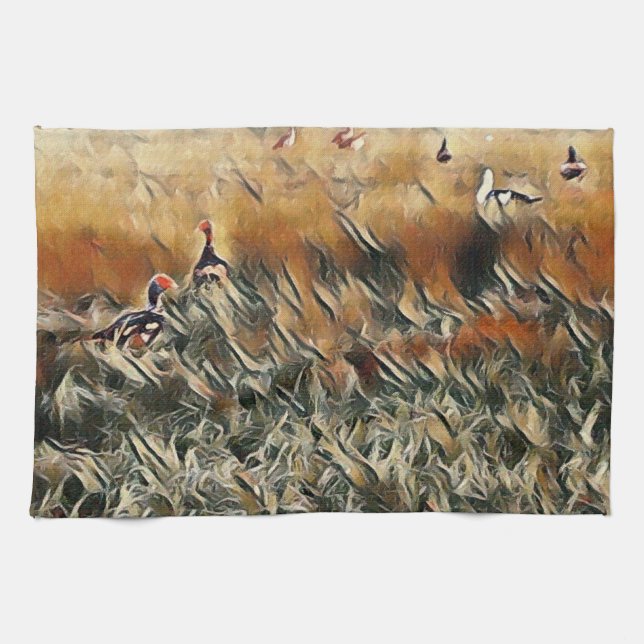 Geese and Duck Roam Art Kitchen Towel (Horizontal)