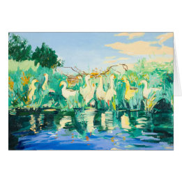 Geese and Ducks by the River Customizable Cards