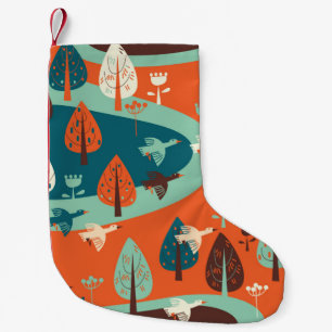 geese and forest small christmas stocking