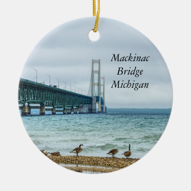 Geese At Mighty Mac Ceramic Ornament (Front)