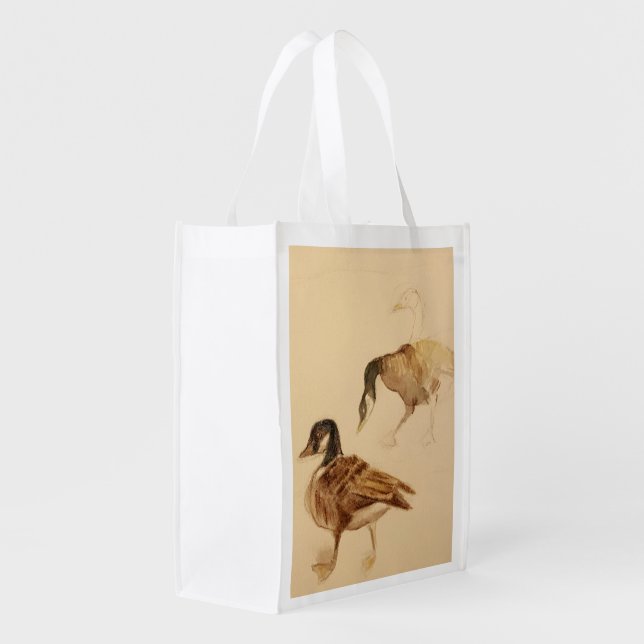 Geese at the Chicago Botanic Garden Grocery Bag (Back Side)