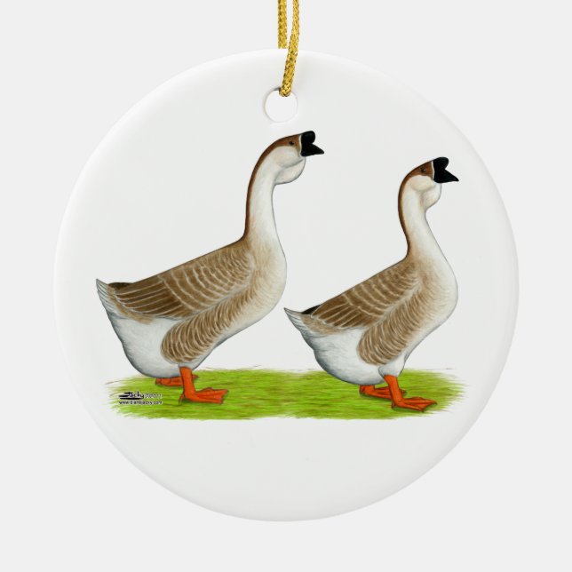 Geese:  Buff African Ceramic Ornament (Front)