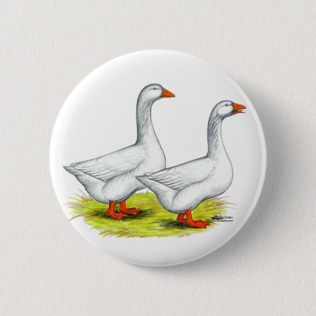 Geese:  Embden Pair Button (Front)
