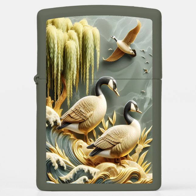 Geese Embracing the Wave Zippo Lighter (Front)