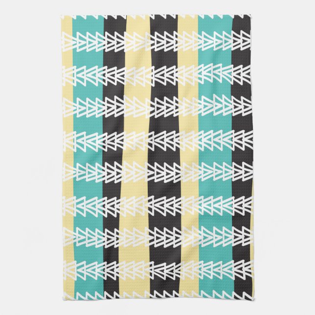 Geese Fly Over- turquiose, yellow, & black Kitchen Towel (Vertical)