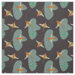 Geese flying - Art Deco - in clouds over ponds Fabric