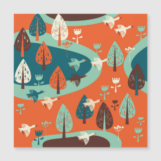 Geese Forest: Vintage Nature Scene