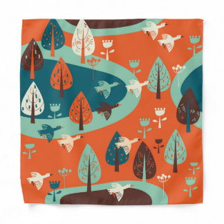 Geese Forest: Vintage Nature Scene Bandana