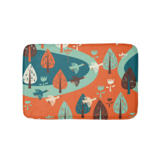 Geese Forest: Vintage Nature Scene Bath Mat