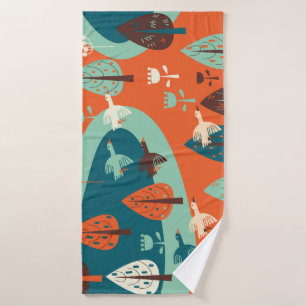 Geese Forest: Vintage Nature Scene Bath Towel