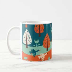 Geese Forest: Vintage Nature Scene Coffee Mug