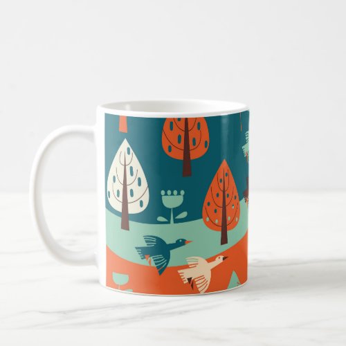 Geese Forest Vintage Nature Scene Coffee Mug