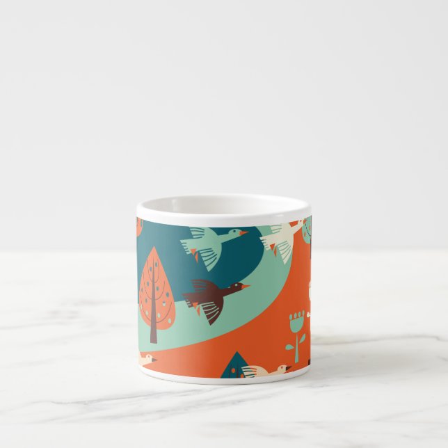 Geese Forest: Vintage Nature Scene Espresso Cup (Front)