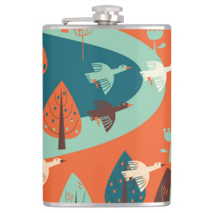 Geese Forest: Vintage Nature Scene Flask