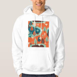 Geese Forest: Vintage Nature Scene Hoodie