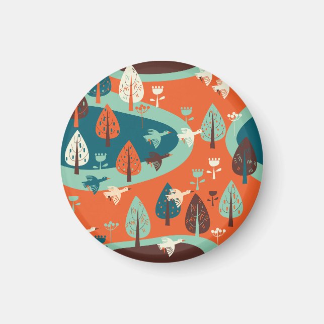 Geese Forest: Vintage Nature Scene Magnet (Front)