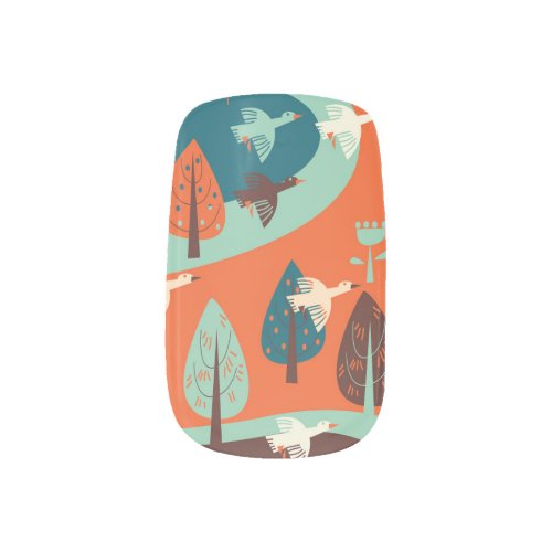 Geese Forest Vintage Nature Scene Minx Nail Art