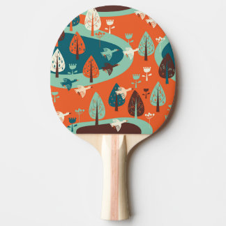Geese Forest: Vintage Nature Scene Ping Pong Paddle