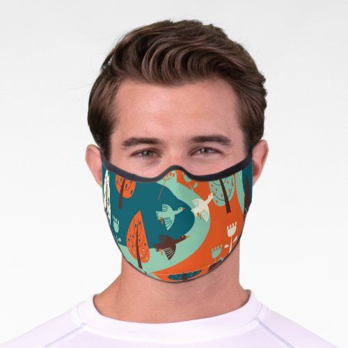 Geese Forest Vintage Nature Scene Premium Face Mask