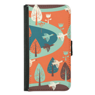 Geese Forest: Vintage Nature Scene Samsung Galaxy S5 Wallet Case