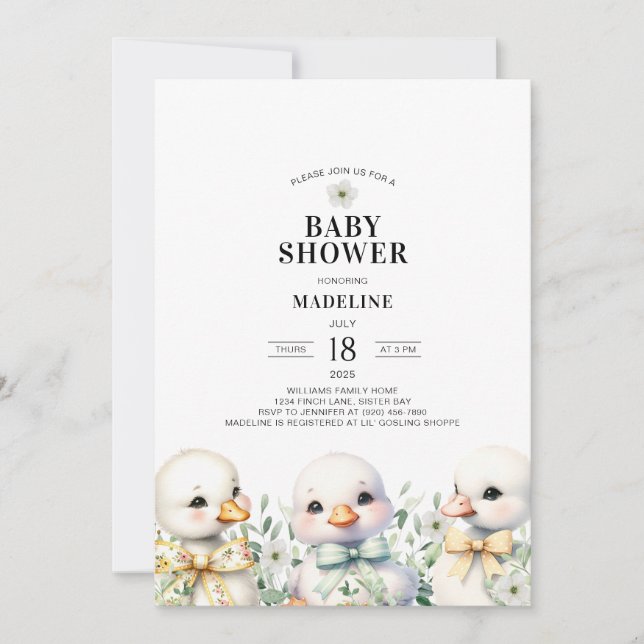 Geese Gender Neutral Baby Shower Invitation (Front)