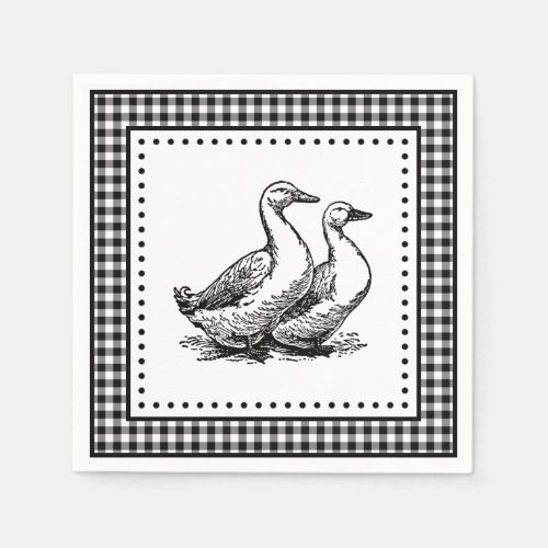 Geese Gingham Napkins
