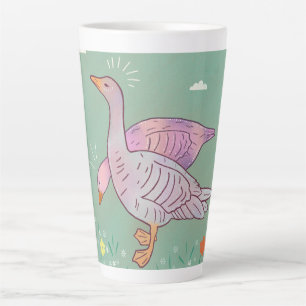 Geese Girls Whimsical Folk Art Goose Duo Latte Mug