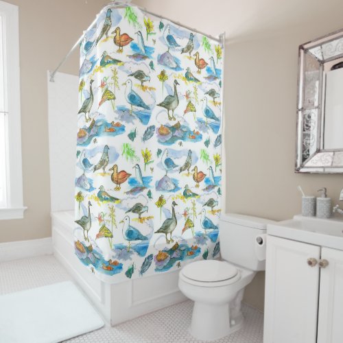 Geese Gulls Ducks Pigeons Shore Birds Shower Curtain