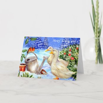 Geese In Meeting With Robbins Holiday Card by patrickhoenderkamp at Zazzle