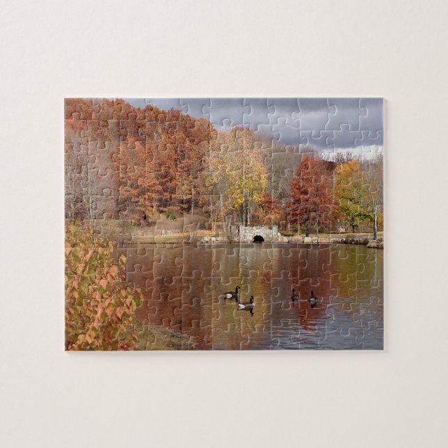 Geese in Reflected Fall Colors - Jigsaw Puzzle (Horizontal)