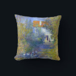 Geese in the Creek Claude Monet Fine Art Throw Pillow<br><div class="desc">Geese in the Creek is a beautiful scenic landscape oil painting by French Impressionism artist,  Claude Monet,  c. 1874 showing geese swimming in the creek and a charming home in the background.</div>