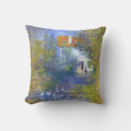 Geese In The Creek Claude Monet Fine Art Throw Pillow