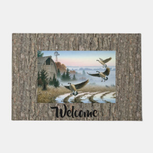 Geese In The Farm Field Doormat