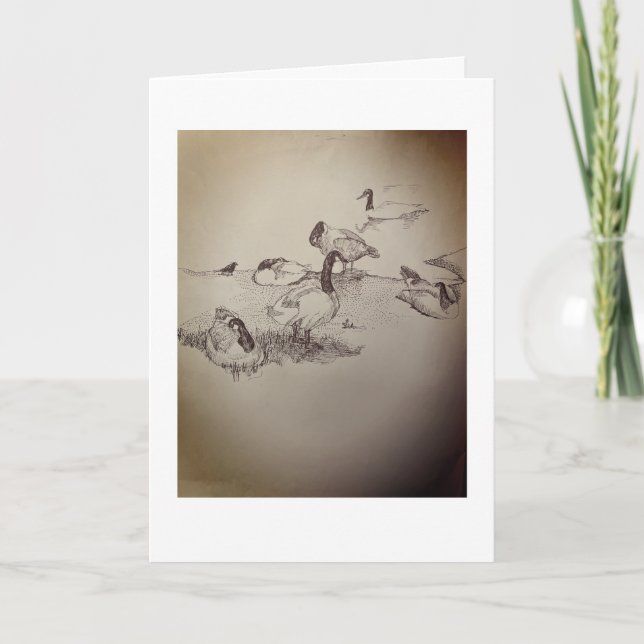 Geese On  The Beach Card (Front)