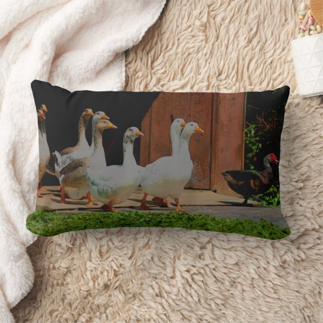 Geese On The March  Lumbar Pillow (Blanket)