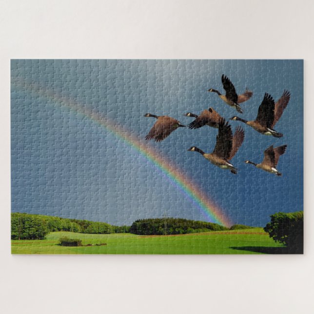 GEESE OVER THE RAINBOW JIGSAW PUZZLE (Horizontal)
