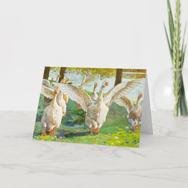 Geese Running Through The Green Park Card (Front)