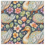 Geese, Seamless pattern, Leaves design, Nature art Fabric