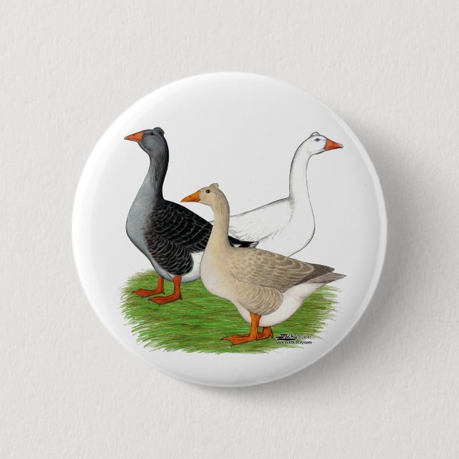 Geese:  Tufted Trio Pinback Button (Front)