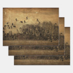 Geese Vintage Antique Sepia Texture Decoupage Wrapping Paper Sheets