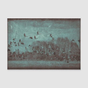 Geese Vintage Antique Teal Green Texture Decoupage Tissue Paper
