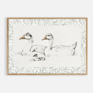 Geese vintage nursery poster