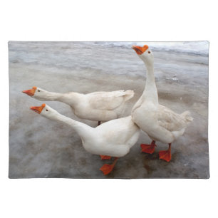 Geese white cloth placemat