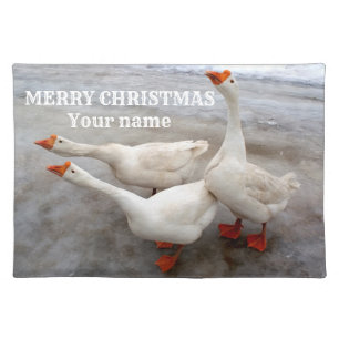 Geese white cloth placemat
