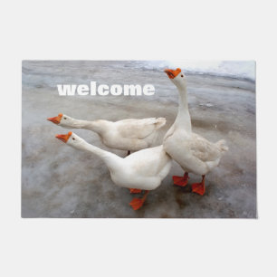 Geese white doormat