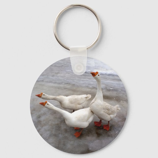 Geese white keychain (Front)