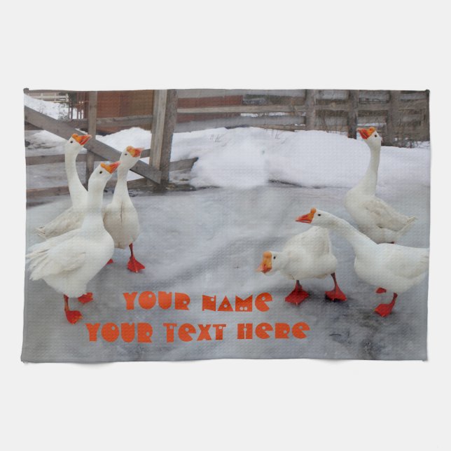 Geese white kitchen towel (Horizontal)
