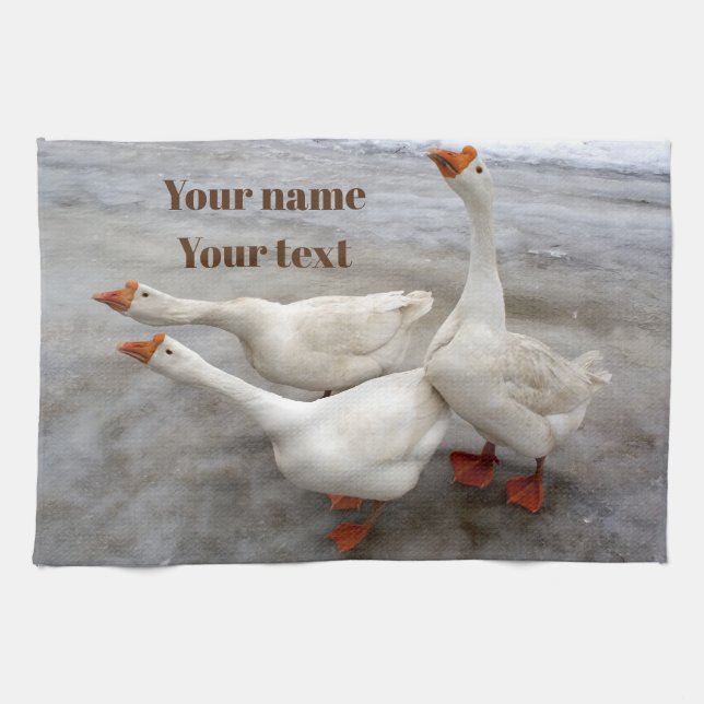 Geese white kitchen towel (Horizontal)
