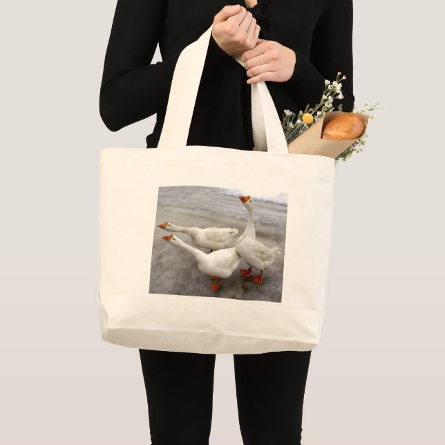 Geese white large tote bag (Front (Product))
