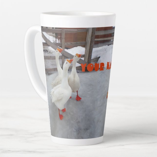 Geese white latte mug (Left Angle)